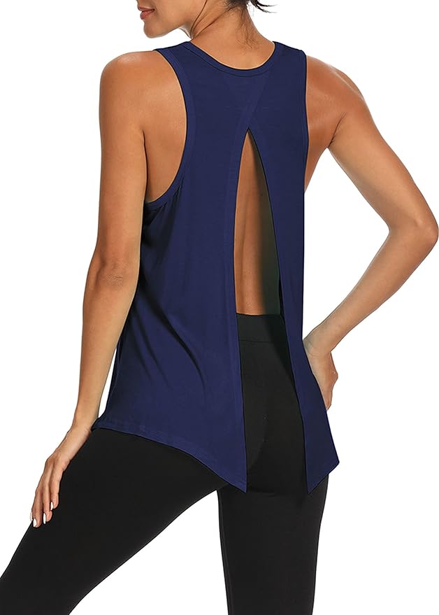 Bestisun Workout Tank Tops Open Back Yoga Exercise Shirts Tie Back Athletic Clothes for Women