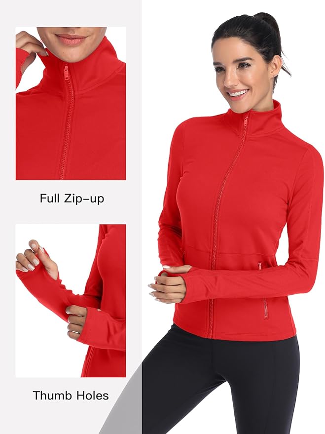 VUTRU Women's Workout Yoga Jacket Full Zip Running Track Jacket Fleece Athletic Jacket