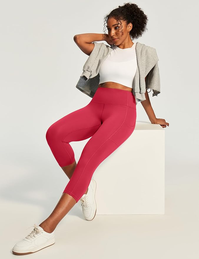 Ewedoos Capri Leggings for Women High Waisted Yoga Pants with Pockets for Women Tummy Control Workout Leggings Yoga Capris