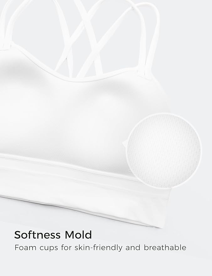 CRZ YOGA Softness Mold Butterluxe Strappy Longline Sports Bras for Women - Double Spaghetti Strap Workout Yoga Crop Top