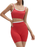 SUUKSESS Women 2 Pieces Workout Sets Padded Spaghetti Straps Camis High Waist Biker Shorts