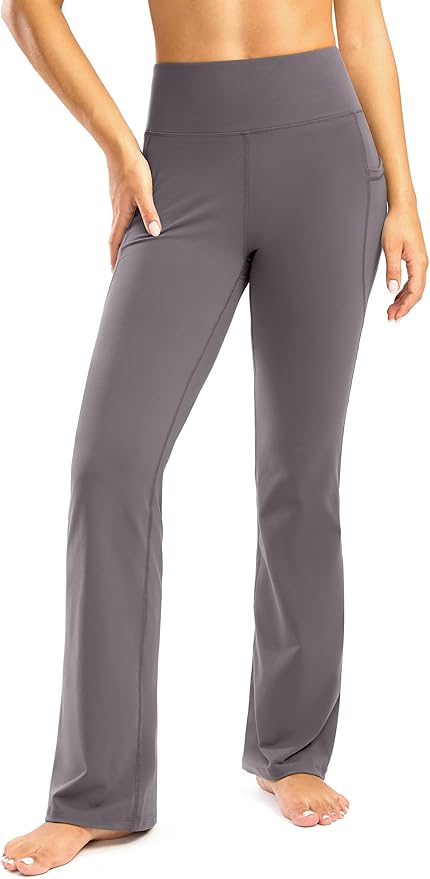28"/30"/32"/34" Inseam Women's Bootcut Yoga Pants Long Bootleg High-Waisted Flare Pants with Pockets