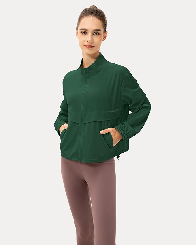 Locachy Women's Lightweight Zip Up Athletic Jacket Stand Collar Windproof Sun Protection Workout Outdoor Jacket