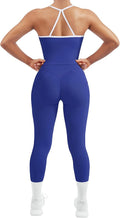 SUUKSESS Women 2 Piece Workout Sets Compression Tummy Control Leggings with Pockets Halter Built in Bra Tank Tops