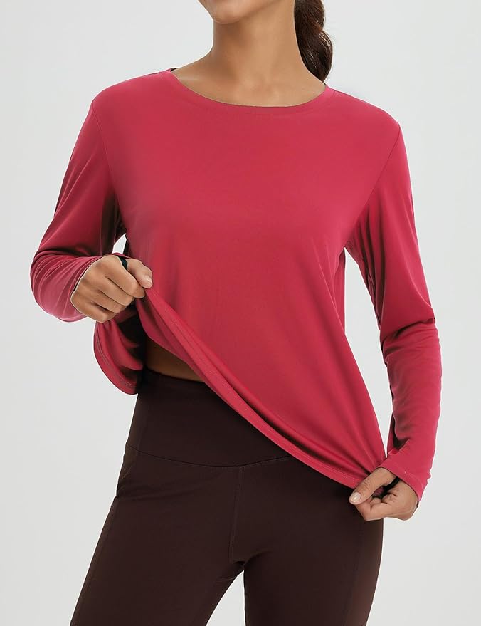 baleaf Women's Running Sun Shirts Long Sleeve UPF 50+ Workout Tops UV Athletic Split Back Quick Dry Lightweight