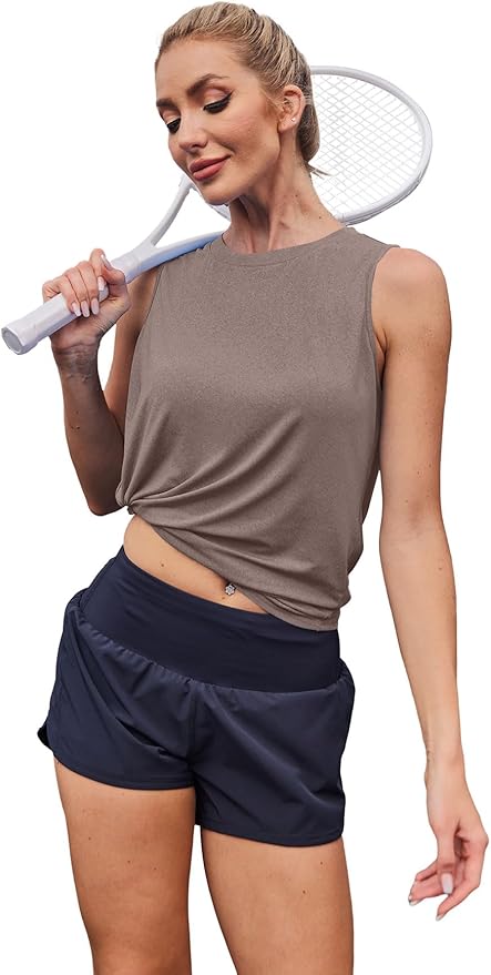 Womens Workout Tank Tops Lightweight Sleeveless Shirts for Women Loose Fit Tops for Athletic Running Tennis Yoga