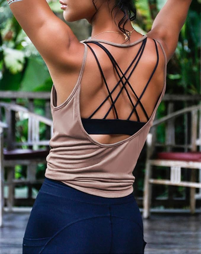 OYANUS Womens Summer Workout Tops Sexy Backless Yoga Shirts Open Back Activewear Running Sports Gym Tank Tops