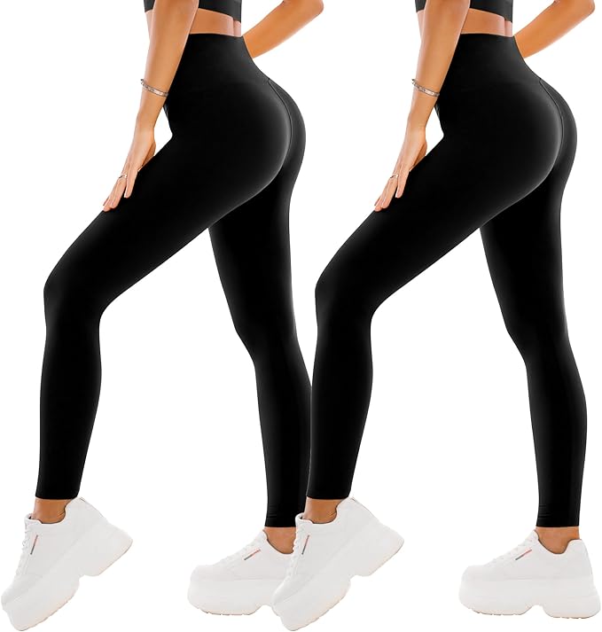 SINOPHANT High Waisted Leggings for Women - 2 Packs Buttery Soft Yoga Pants for Workout Athletic
