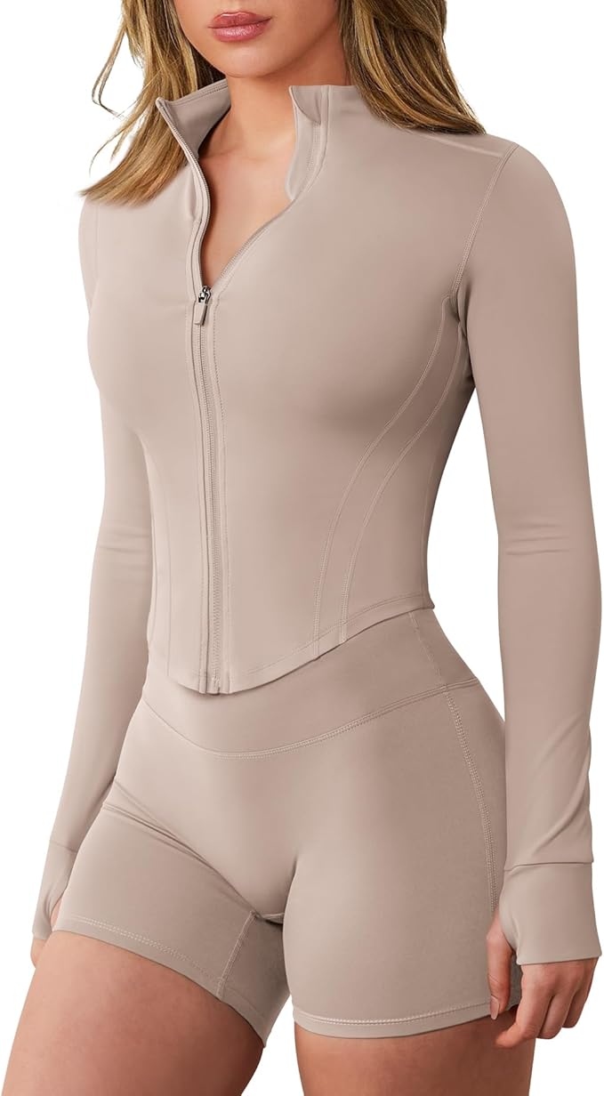 GYM RAINBOW Workout Jackets for Woman Lightweight Athletic Full Zip Running Jacket BBL Cropped Jackets Slim With Thumb Holes