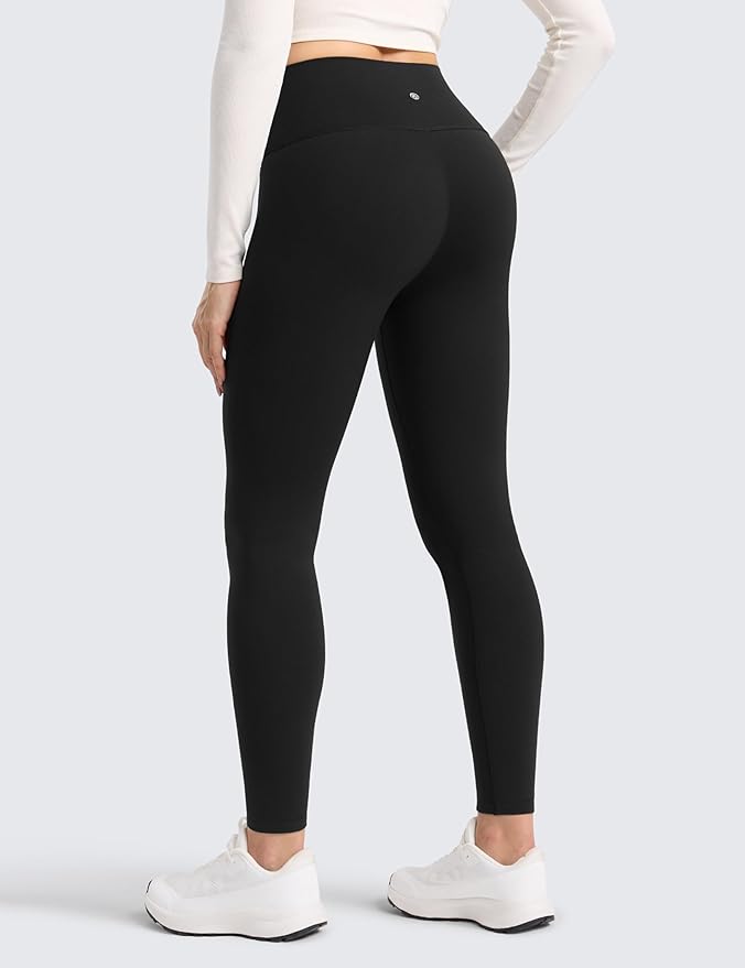 CRZ YOGA Matte Thermal Fleece Lined Leggings 28'' - Casual Lounge Workout Womens Yoga Full Length Pants Winter Warm