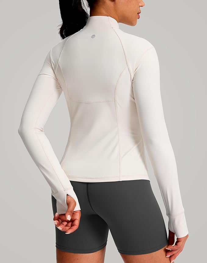 G Gradual Women's Workout Jackets Extended Waist Length Slim Full Zip 4 Pockets Athletic Jacket Spring Running Yoga Clothes