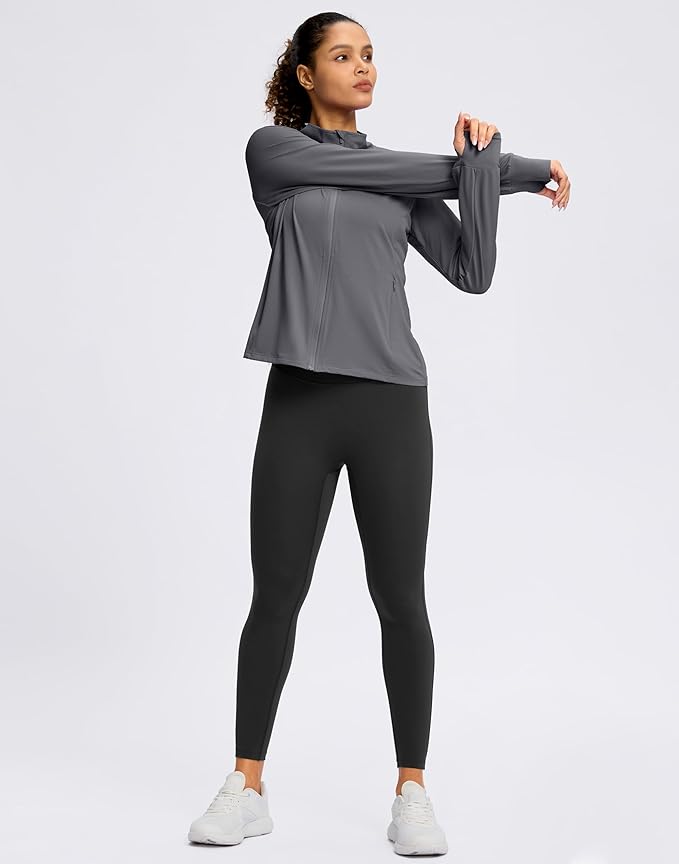 G Gradual Women's Lightweight Athletic Jacket Sun Protection UPF 50+ Zip Up 4 Pockets Long Sleeve Shirts Workout Running