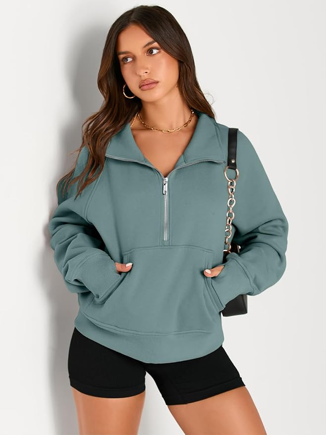 AUTOMET Womens Sweatshirts Half Zip Cropped Pullover Fleece Quarter Zipper Hoodies 2026 Fall Fashion Outfits Clothes