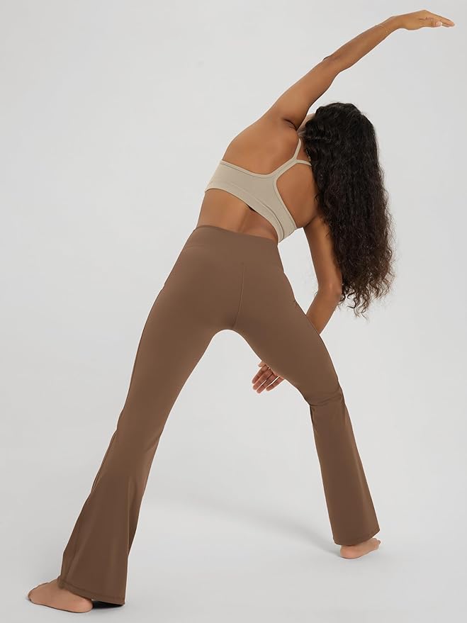 ODODOS Women's Powerful Tummy Control Flared Yoga Pants 2.0 High Waist Workout Bootcut Leggings with Inner Pocket- 29" / 31"
