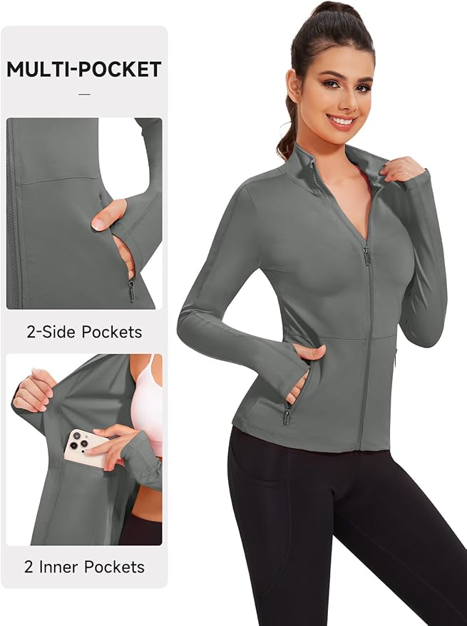 VUTRU Women's Workout Yoga Jacket Full Zip Running Athletic Track Jacket