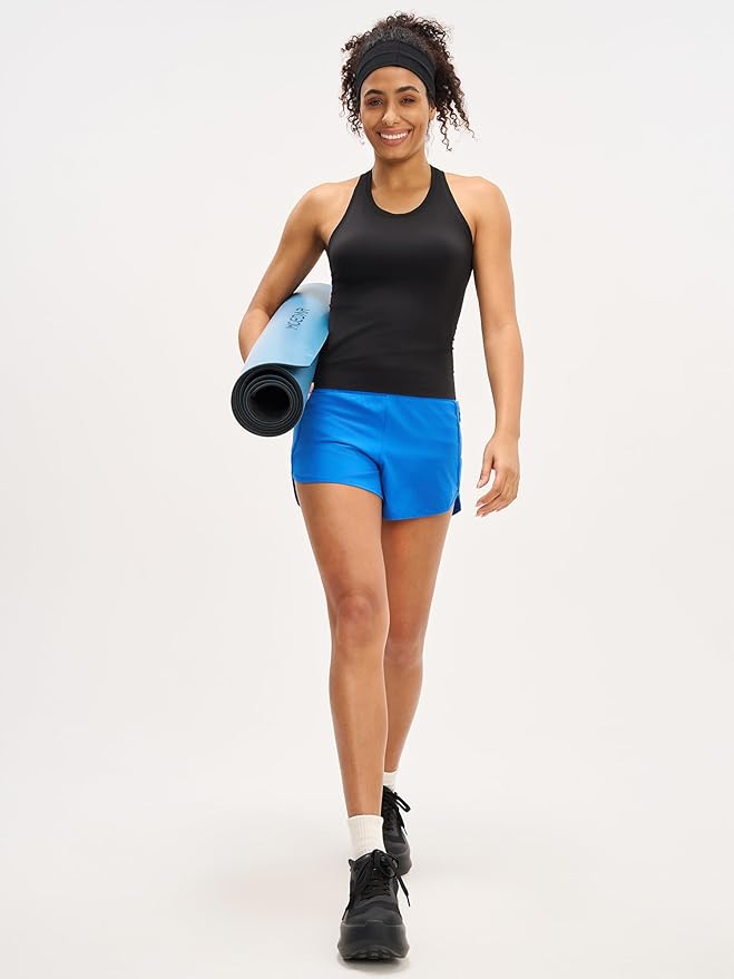 MCEDAR Women Seamless High Neck Workout Tank Tops Racerback Breathable Athletic Tops Slim Fit Running Tops