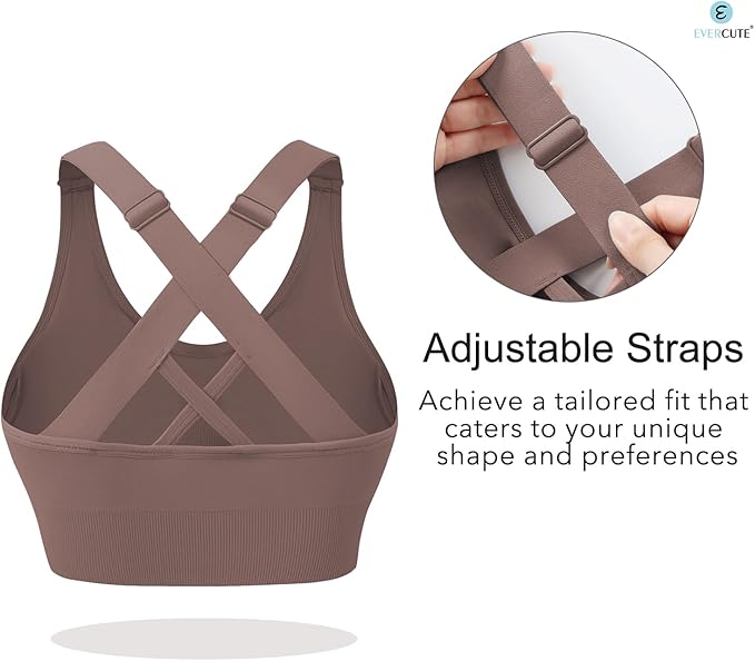 Evercute Sports Bras for Women Padded Medium Support Criss Cross Strappy Bra Seamless High Impact Yoga Exercise Athletic Bras