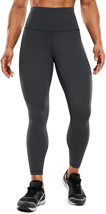 CRZ YOGA Women's Hugged Feeling Compression Leggings 25 Inches - Thick High Waisted Tummy Control Workout Pants Tights