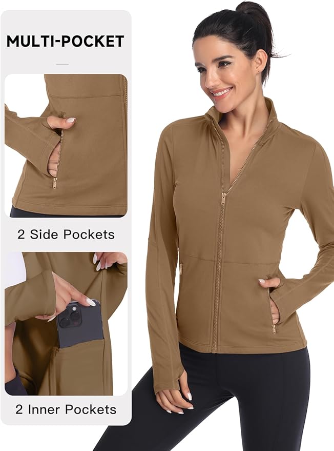 VUTRU Women's Workout Yoga Jacket Full Zip Running Track Jacket Fleece Athletic Jacket