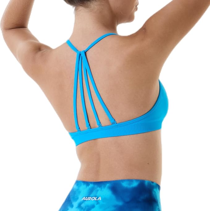 AUROLA Mercury Workout Sports Bras Women Athletic Removable Padded Backless Strapy Minimal Crop Top