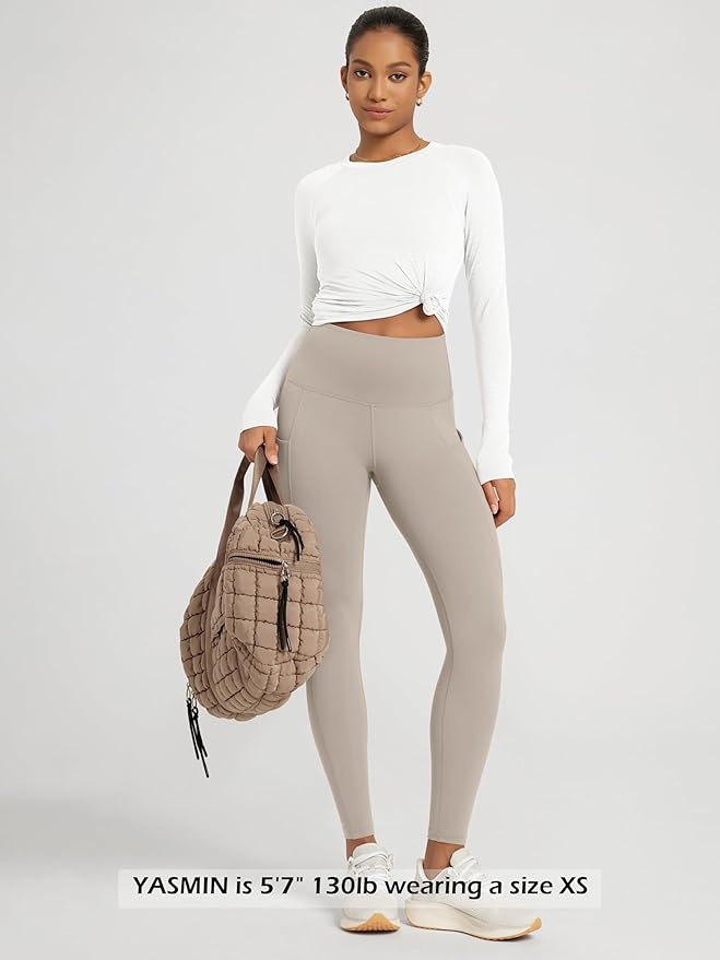 ODODOS Women's High Waisted Yoga Leggings with Pockets, Tummy Control Non See Through Workout Athletic Running Yoga Pants