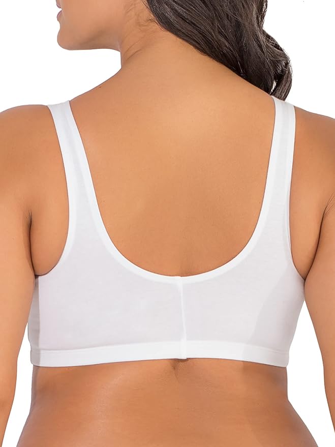 Fruit of the Loom Women's 96014PK Comfort Cotton Blend Front Close Sports Bra 2 Pack