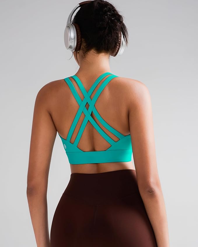 RUNNING GIRL High Impact Sports Bras for Women - Scoop Neck Strappy Sports Bra High Support Moulded Cup Workout Bra