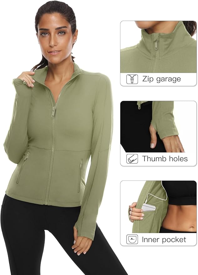 VUTRU Women's Workout Yoga Jacket Full Zip Running Athletic Track Jacket