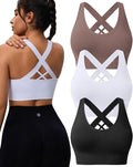 Evercute Sports Bras for Women Padded Medium Support Criss Cross Strappy Bra Seamless High Impact Yoga Exercise Athletic Bras