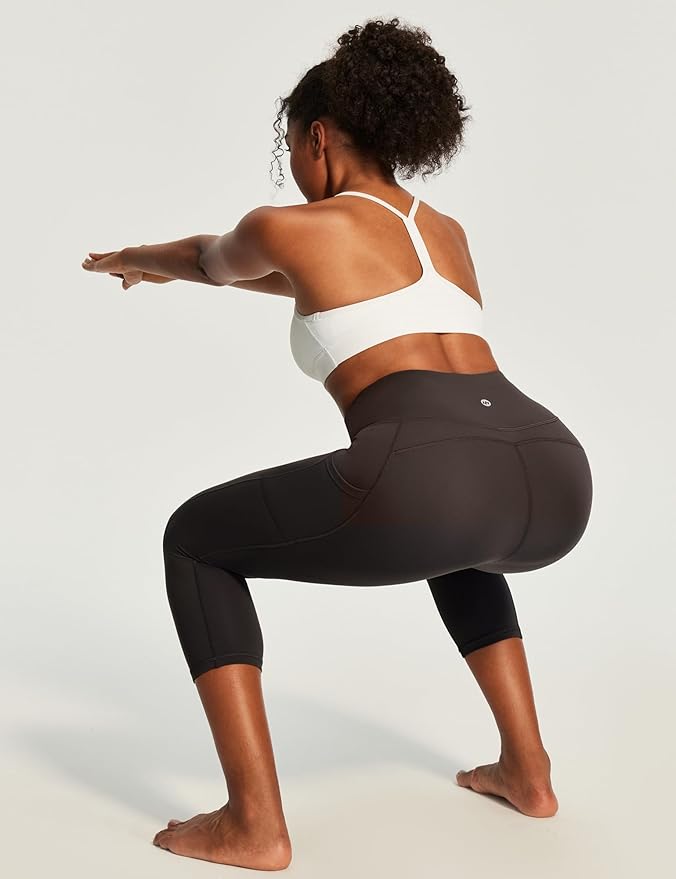 Ewedoos Capri Leggings for Women High Waisted Yoga Pants with Pockets for Women Tummy Control Workout Leggings Yoga Capris