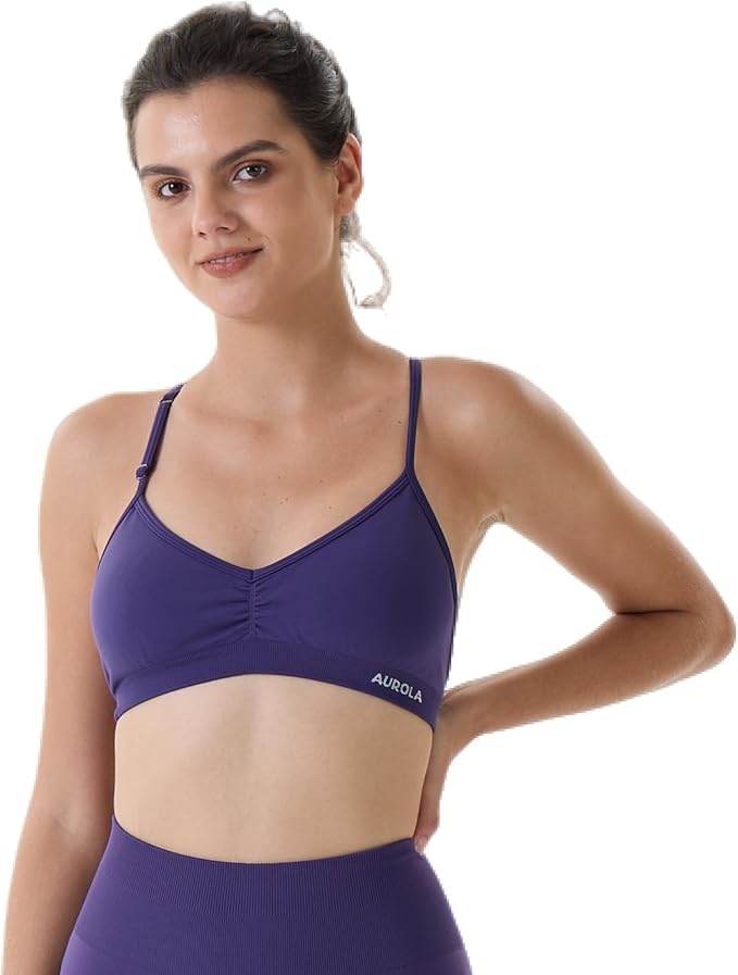 AUROLA Mercury Workout Sports Bras Women Athletic Removable Padded Backless Strapy Minimal Crop Top
