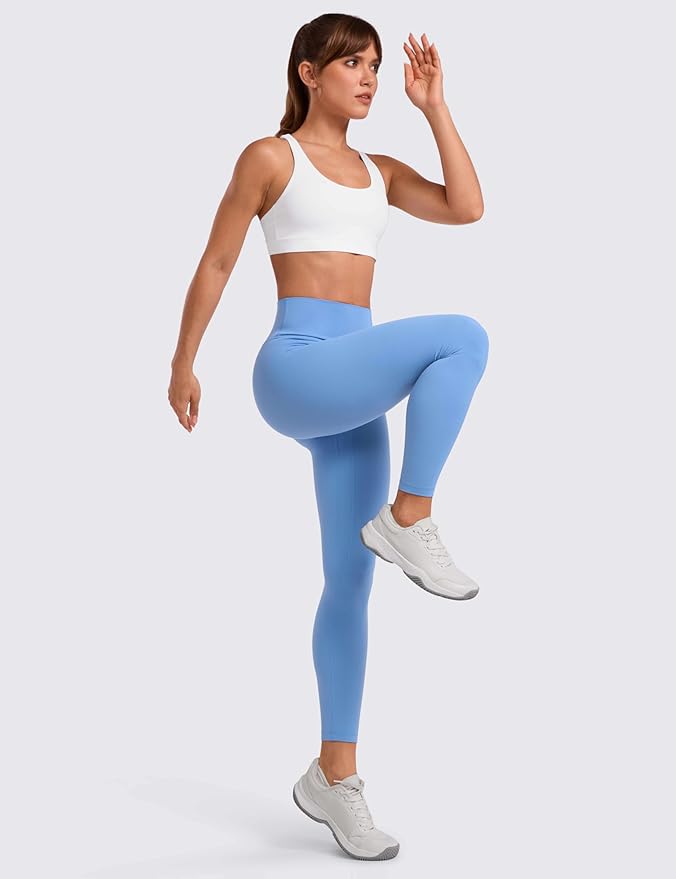 CRZ YOGA SculptAir No Front Seam Yoga Leggings 25" - High Waisted Womens Pants Workout Pilates Athletic V Back Buttery Soft