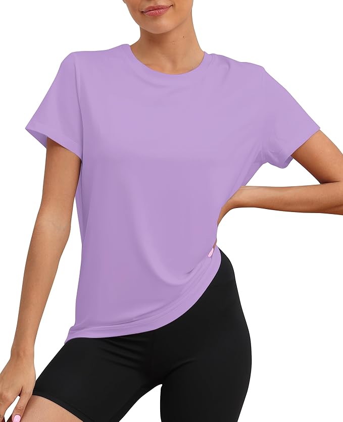 KevaMolly Workout Tops for Women UPF50+ Breathable Loose Fit Yoga T Shirts Short Sleeve Running Gym Athletic Tee Top