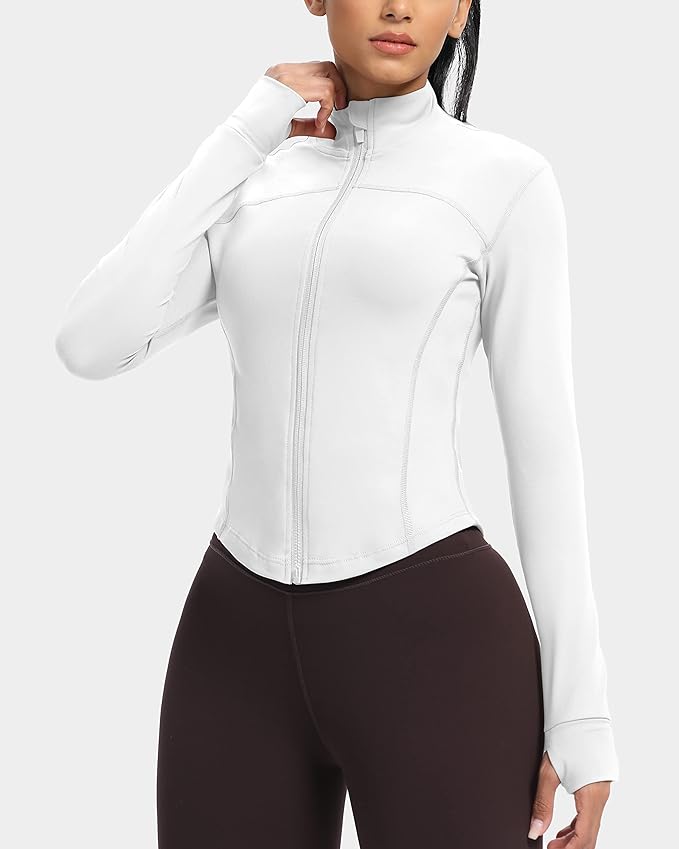 GYM RAINBOW Womens Zip Up Workout Jakcets Lightweight Slim Fit Running Athletic Jackets with Thumb Holes