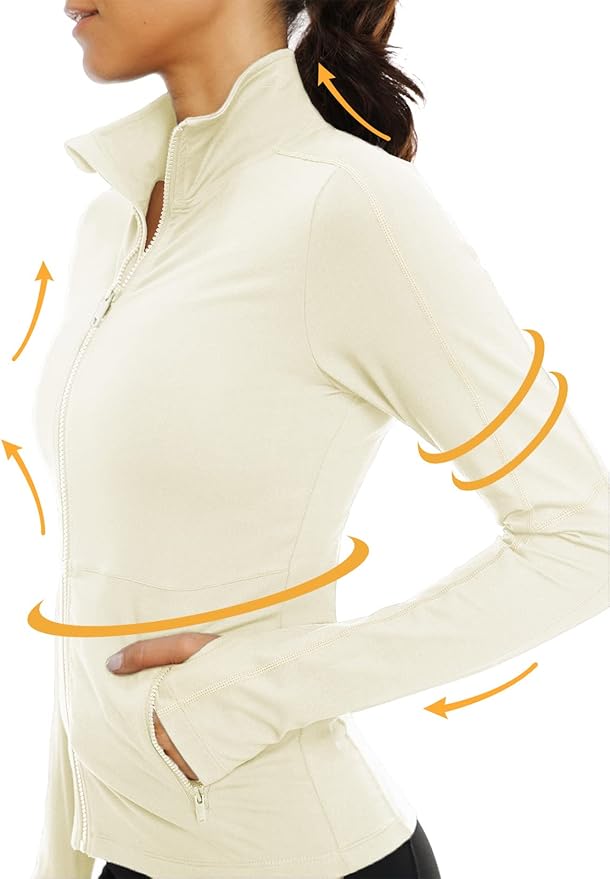 VUTRU Women's Workout Yoga Jacket Full Zip Running Athletic Track Jacket