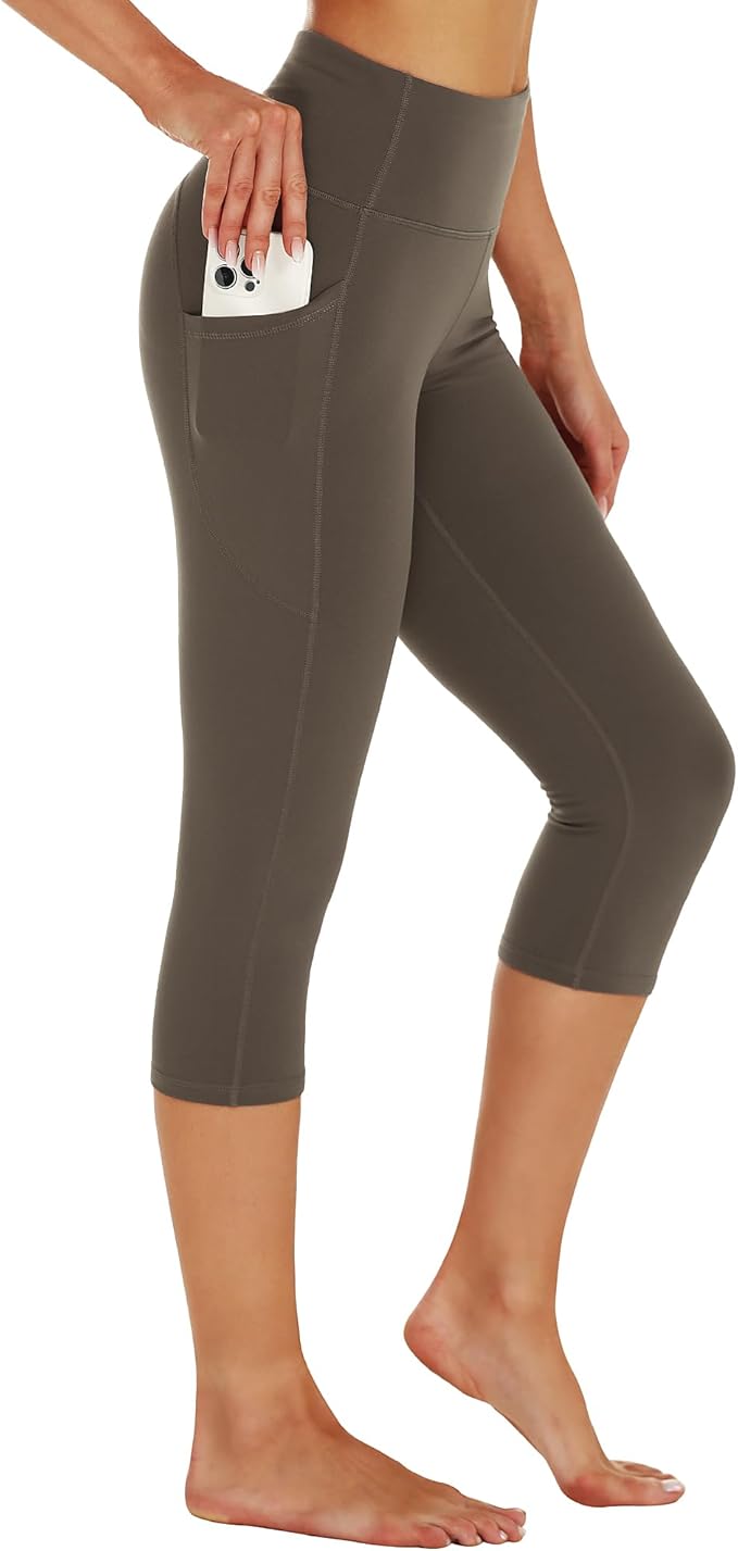 Stelle Women's Capri Yoga Pants with Pockets Essential High Waisted Leggings for Workout