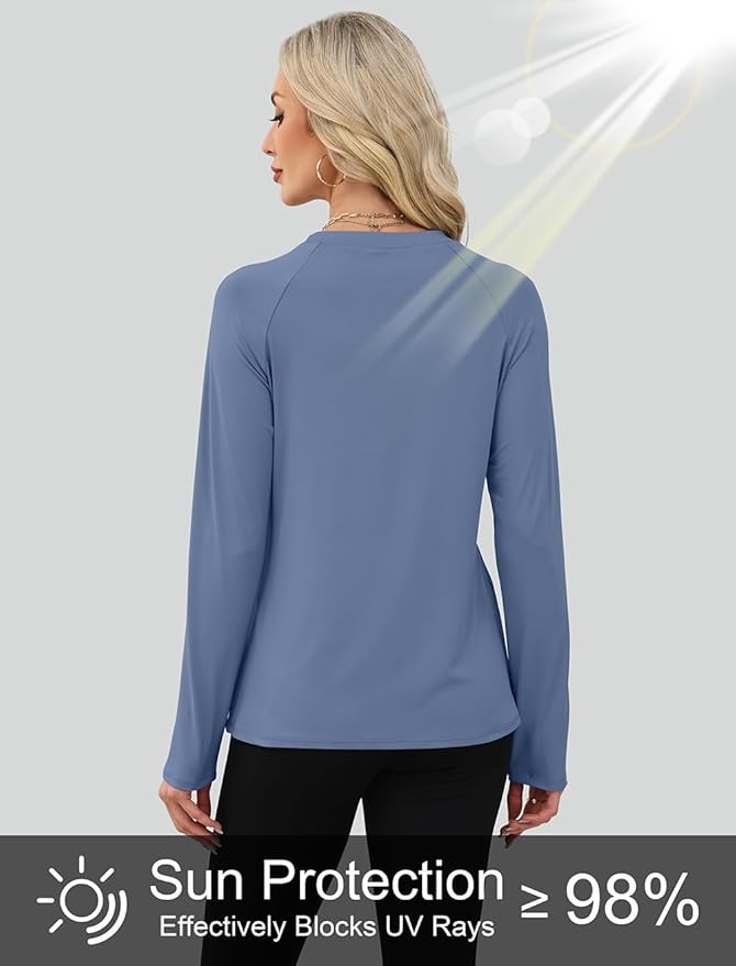 WIHOLL Workout Tops for Women Long Sleeve Sun Shirt UPF 50+ UV Protection Running Hiking Clothes Quick Dry Athletic Tops