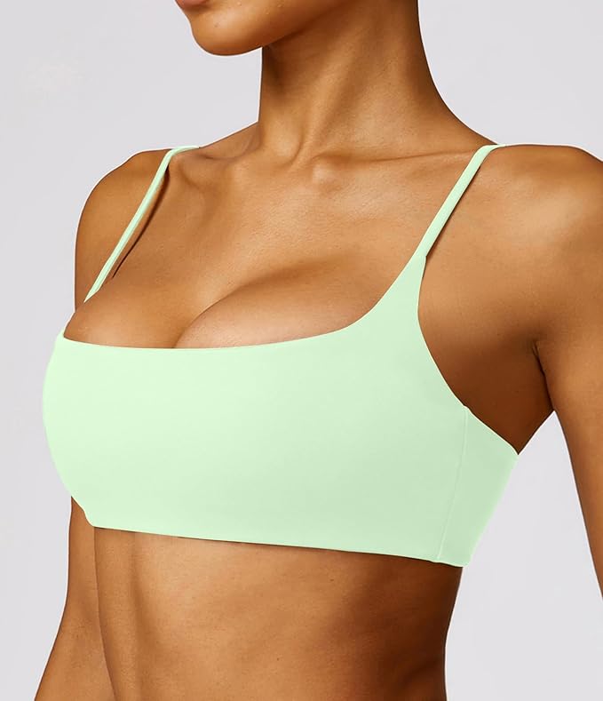 Comper Women's Sports Bra with Thin Straps Stretchy Wirefree Workout Bras Lightweight Workouts Bralette with Removable Pads