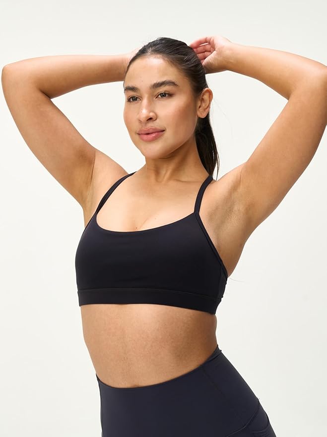 Womens Y Back Padded Sports Bra Strappy U Neck Butter Soft Low Impact Workout Bras Yoga Pilates Walking