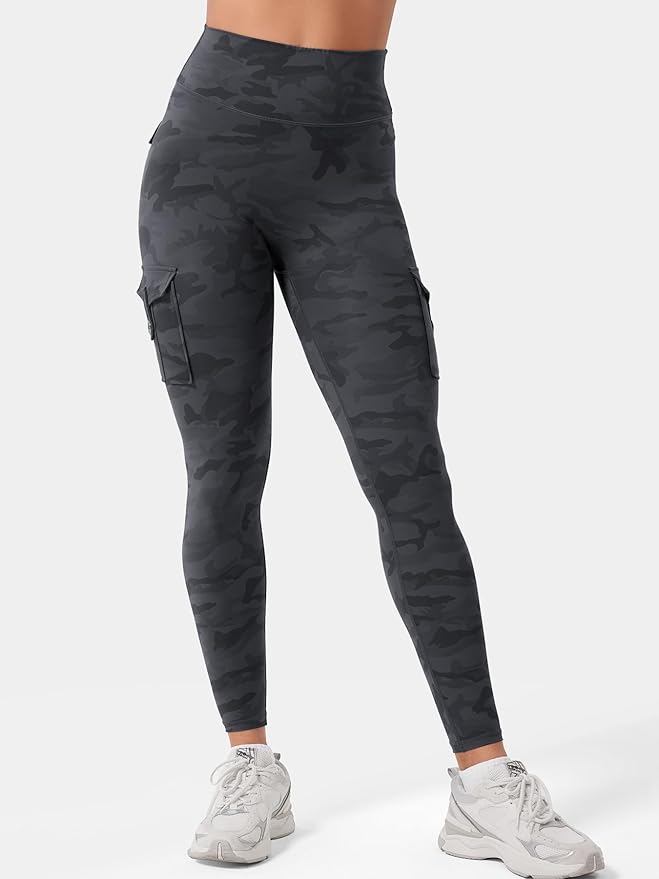 YEOREO CoreFlex Workout Cargo Leggings with Pockets for Women Hidden Scrunch Butt Lifting Leggings Gym Yoga Pants