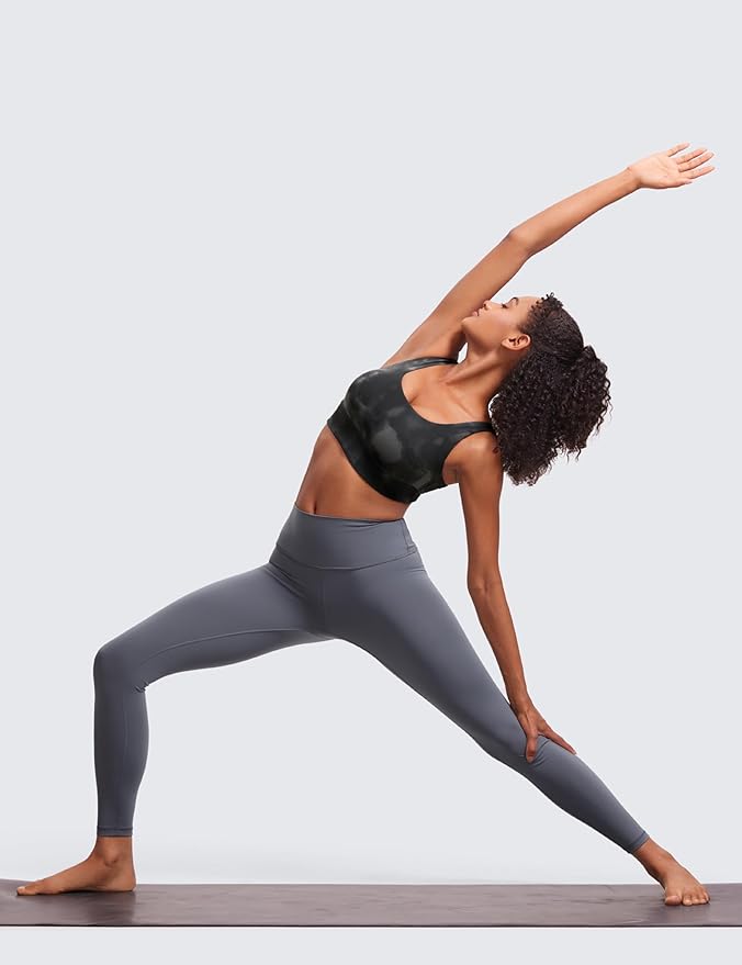 CRZ YOGA Butterluxe U Back Longline Sports Bras for Women - Scoop Neck Padded Yoga Workout Crop Top with Built in Pads