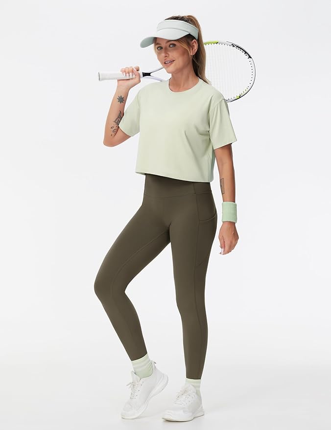 THE GYM PEOPLE Thick High Waist Yoga Pants with Pockets, Tummy Control Workout Running Yoga Leggings for Women