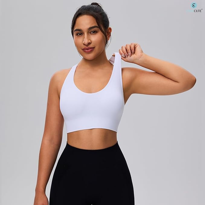 Evercute Sports Bras for Women Padded Medium Support Criss Cross Strappy Bra Seamless High Impact Yoga Exercise Athletic Bras