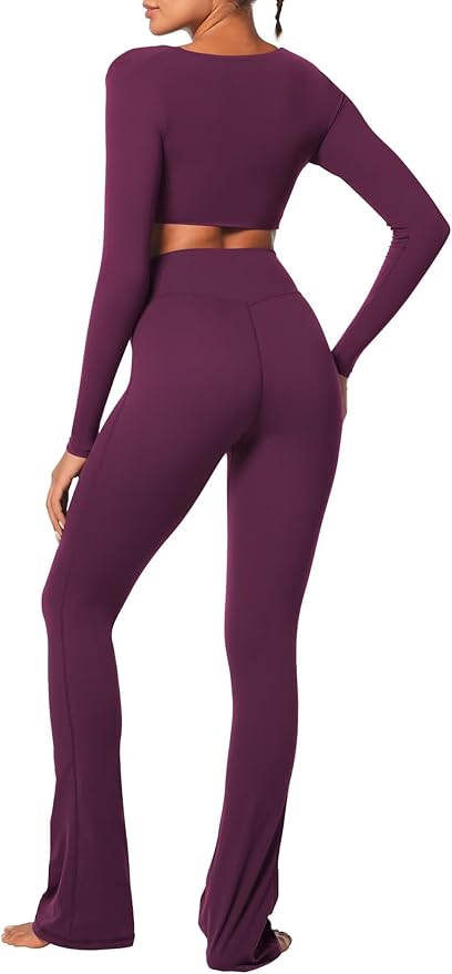 Sunzel Long Sleeve Workout Tops for Women Buttery Soft Deep V Twist Cropped Tops with Compression for Yoga Pilates Gym Outfit