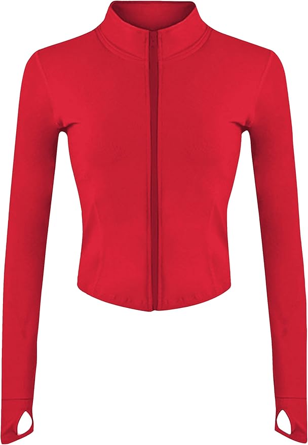 Lviefent Womens Lightweight Full Zip Running Track Jacket Workout Slim Fit Yoga Sportwear with Thumb Holes
