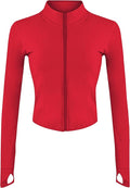 Lviefent Womens Lightweight Full Zip Running Track Jacket Workout Slim Fit Yoga Sportwear with Thumb Holes