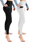 Leafigure 2 Pack Leggings with Pockets for Women, High Waisted Soft Leggings for Yoga Gym