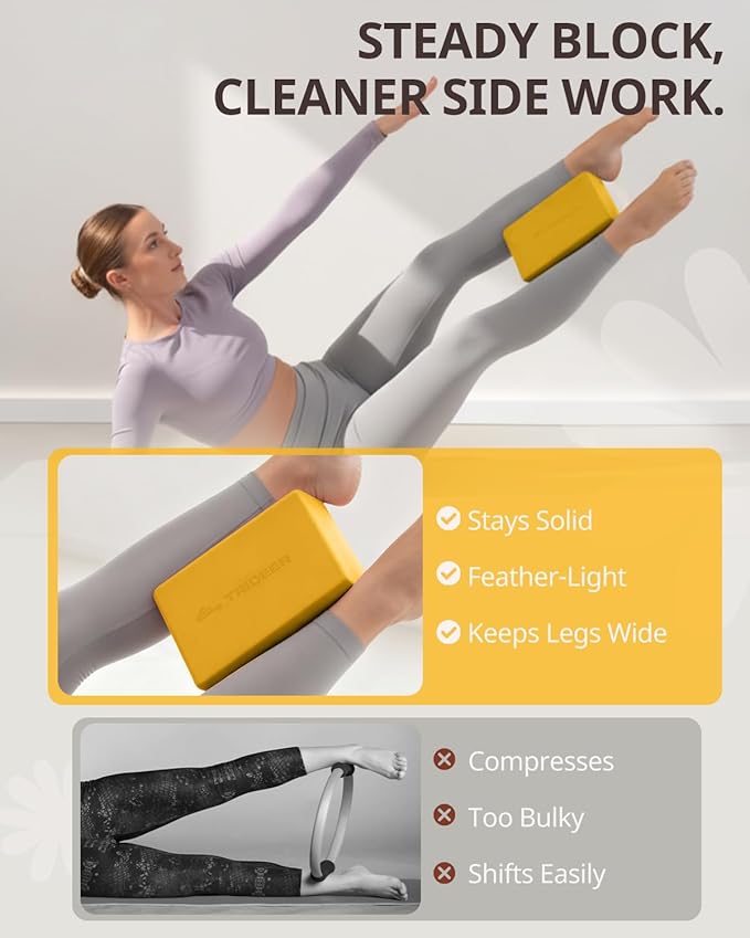 Trideer Yoga Blocks 2 Pack, Soft Non-Slip Foam Blocks with Beveled Edges for Alignment and Stretching in Yoga, Pilates, and Dance - Supportive, Lightweight, Odor Resistant, Latex-Free