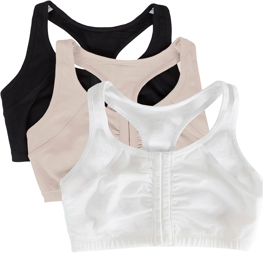 Fruit of the Loom Women's 96014PK Comfort Cotton Blend Front Close Sports Bra 2 Pack