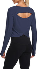 Bestisun Long Sleeve Workout Running Shirts Athletic Yoga Gym Crop Tops for Women